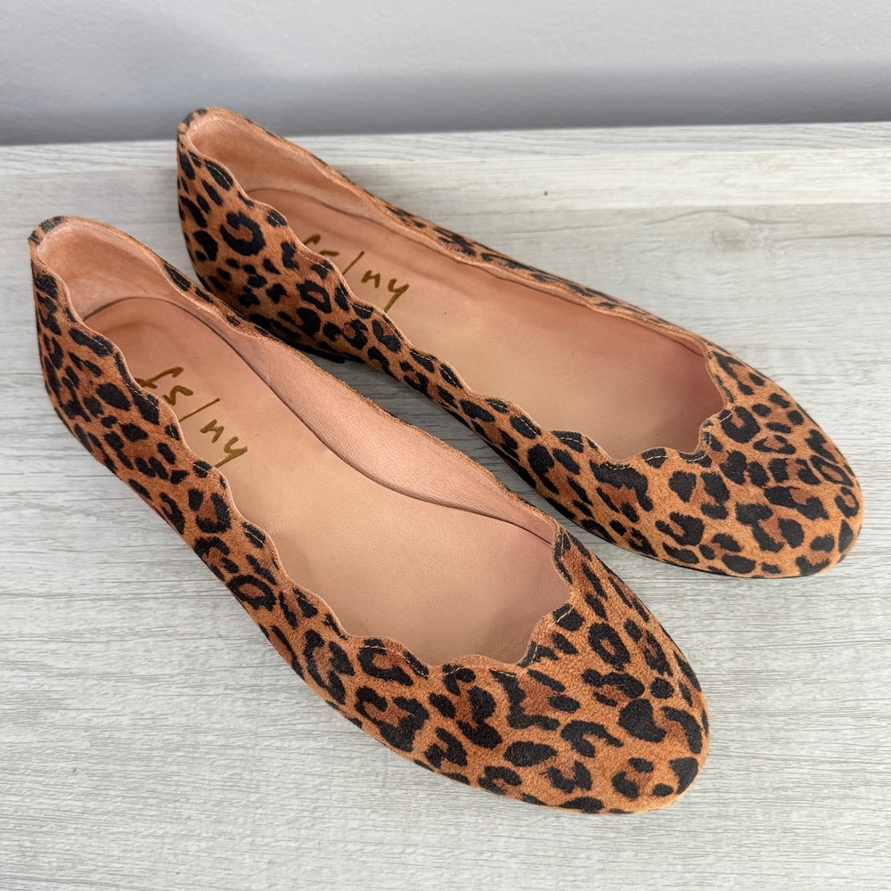 FS/NY French Sole Jigsaw Leopard Print Scalloped Flats size 8 - Picture 14 of 14